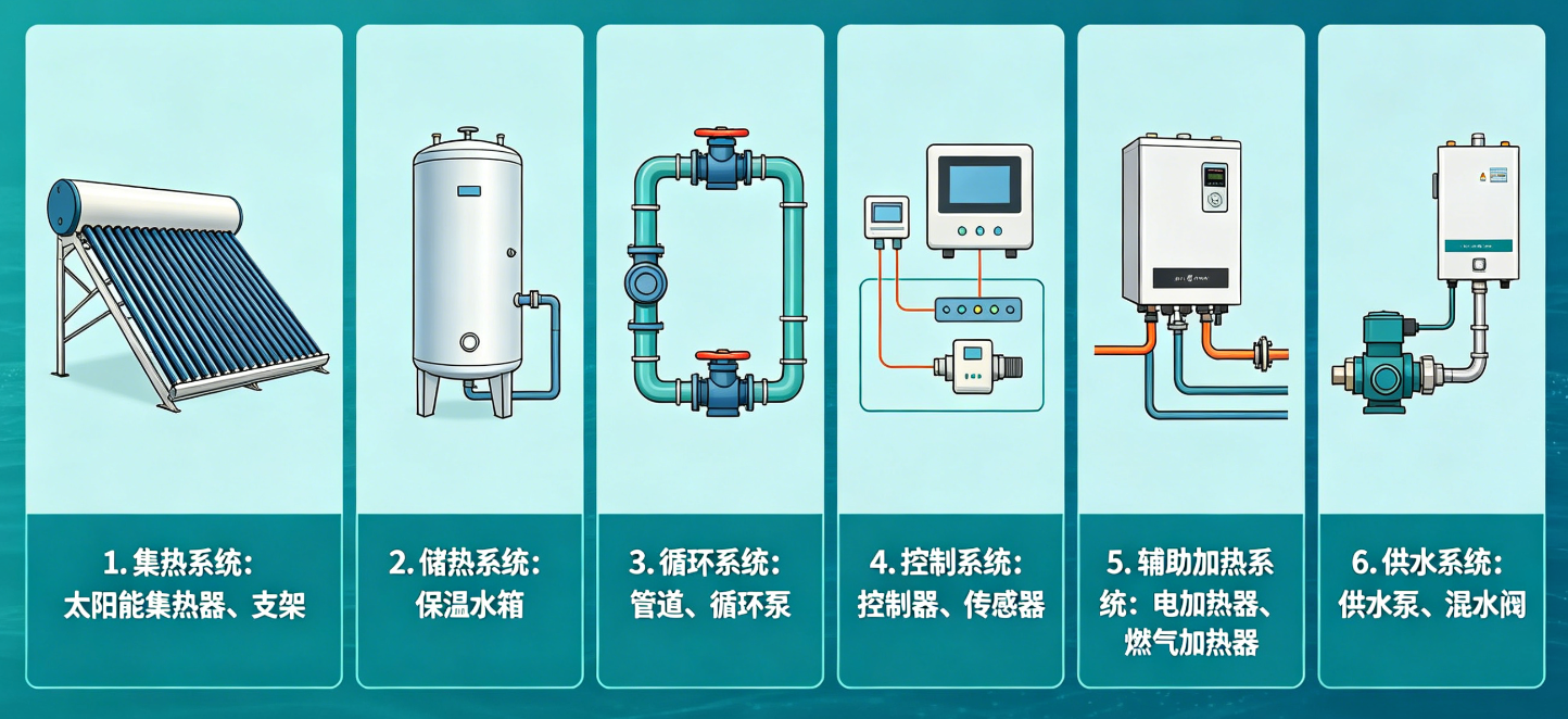太阳能热水工程系统有哪些组成部分？