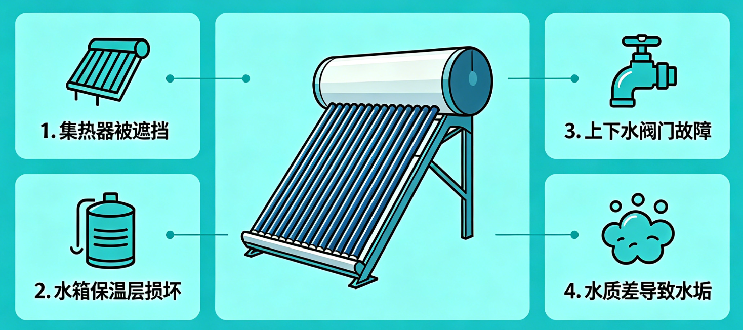 太阳能热水器出水不热 什么问题